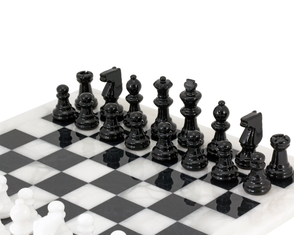 Black and White Alabaster Chess Set