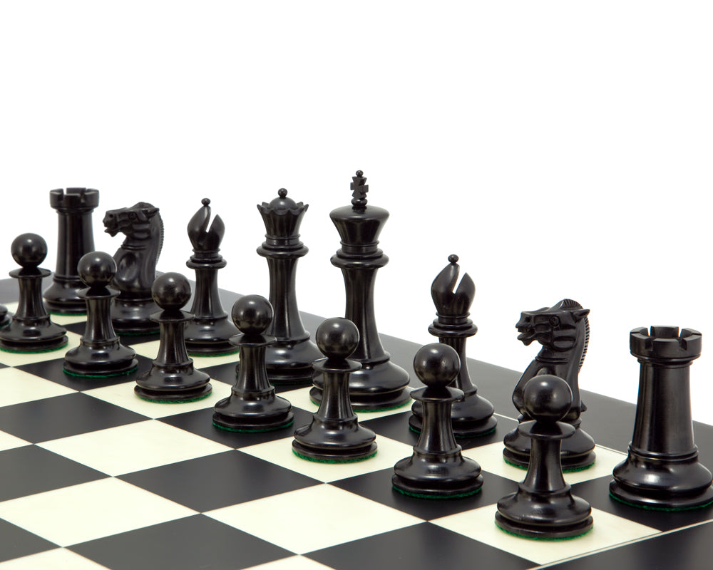 Old English Elite Ebony and Black Luxury Chess Set