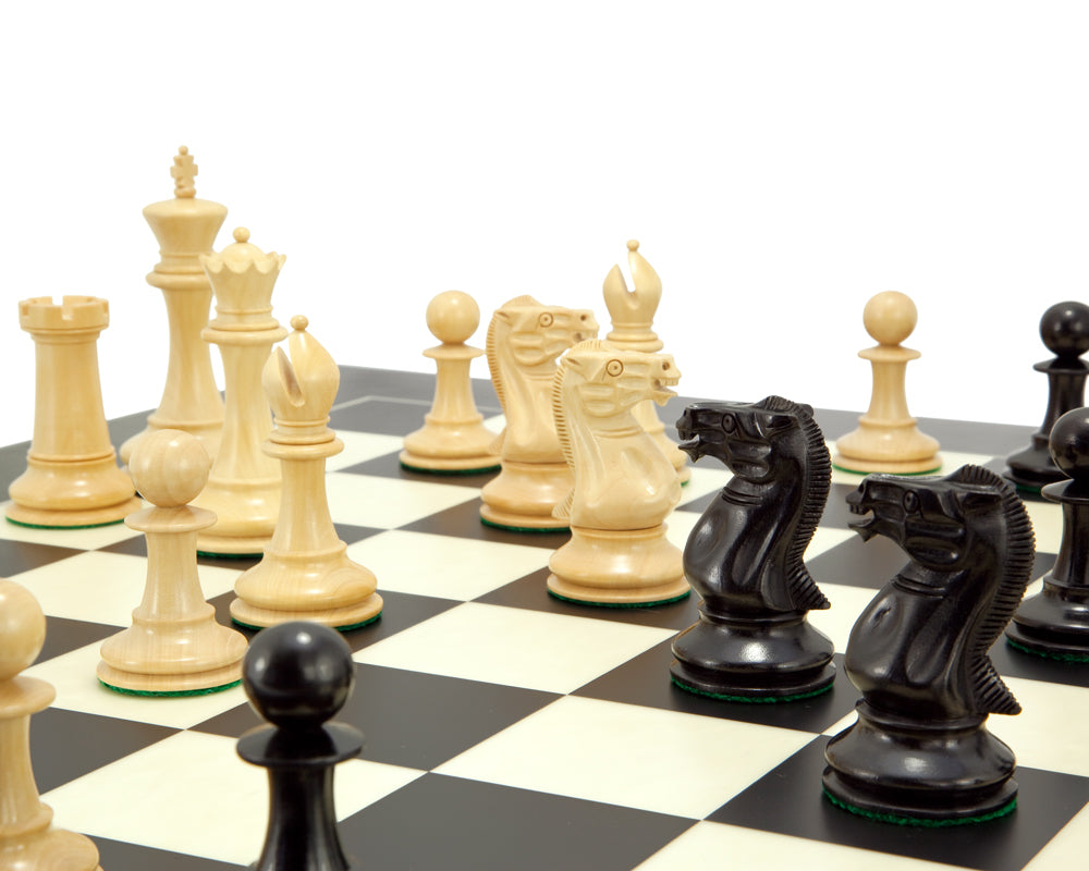 Old English Elite Ebony and Black Luxury Chess Set