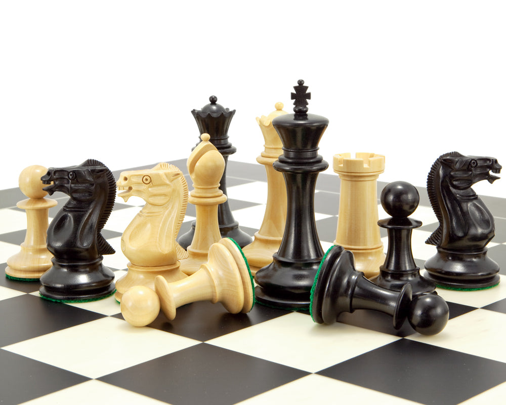 Old English Elite Ebony and Black Luxury Chess Set