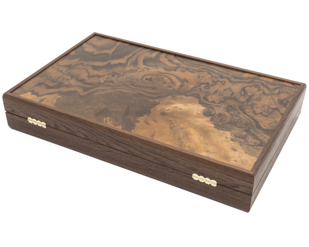 Manopoulos Natural Burl and Wenge Luxury Backgammon Set