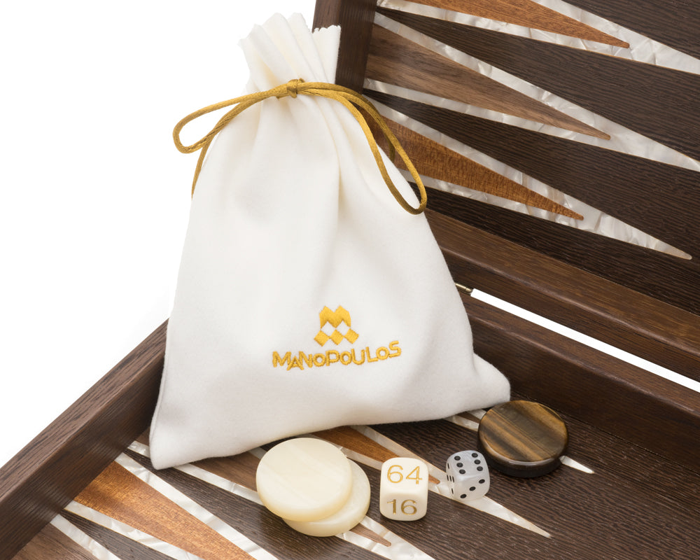 Manopoulos Natural Burl and Wenge Luxury Backgammon Set