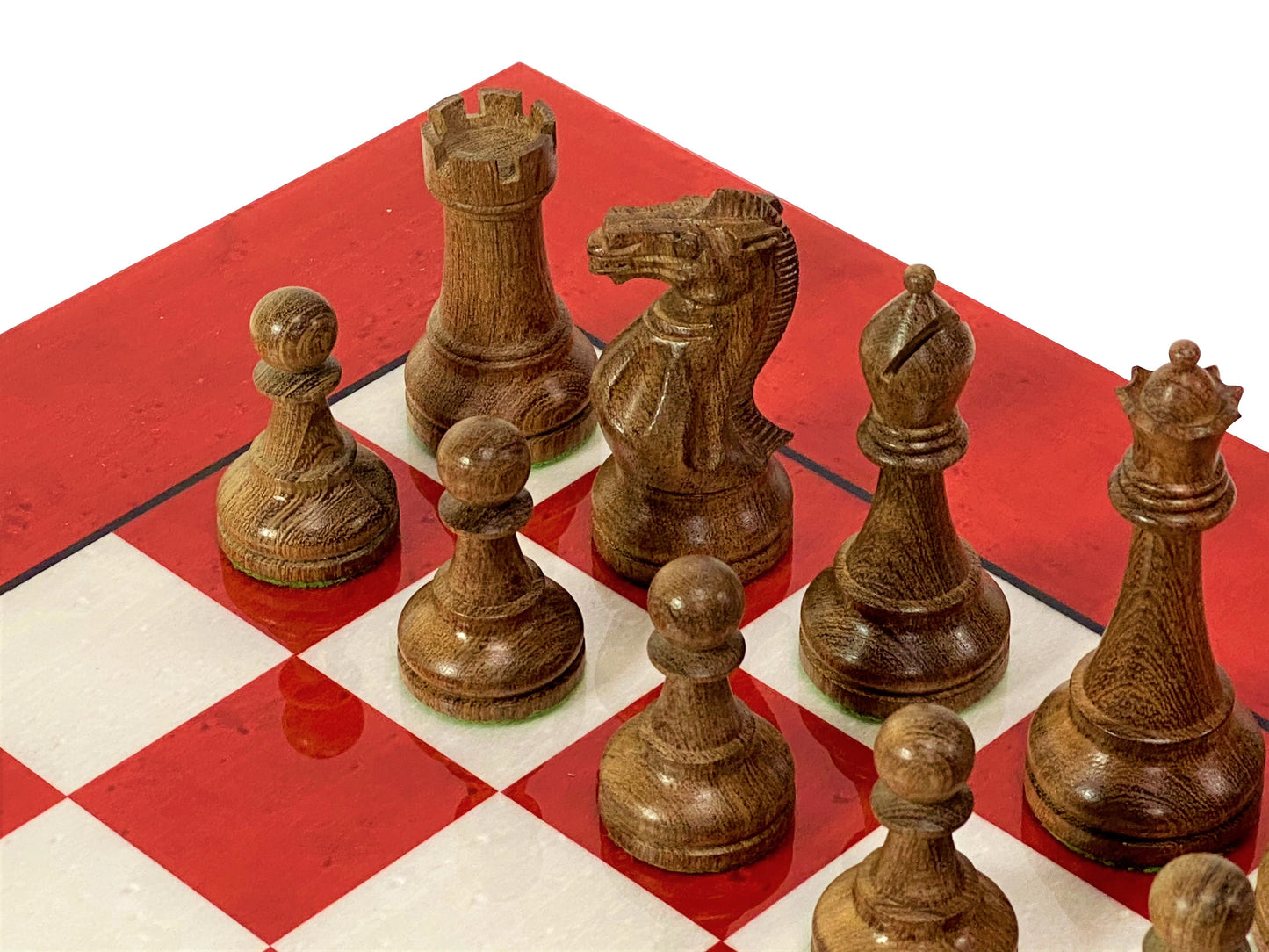 Staunton Acacia Winchester & Red Erable Chess Board and Box