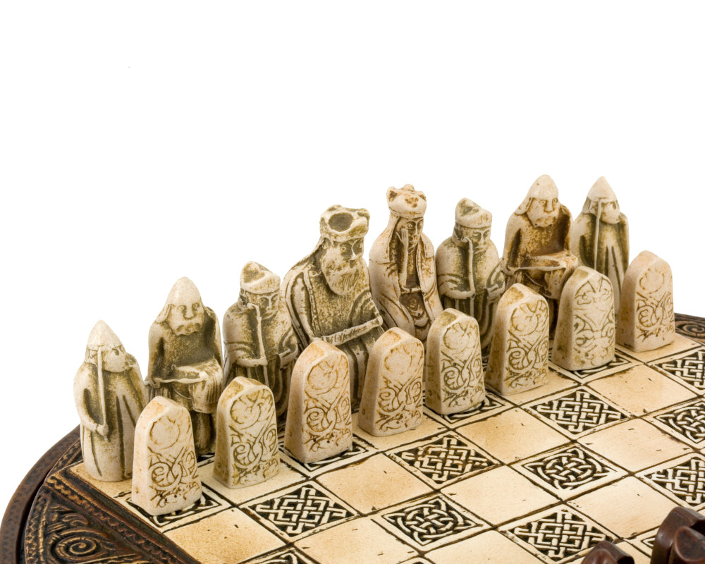 Travel Sized Isle Of Lewis  Celtic Chess Set 9 Inches