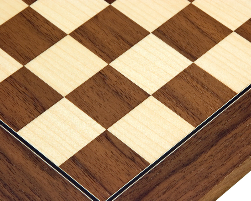 Walnut and Maple Deluxe Chess Board 13.75 Inch