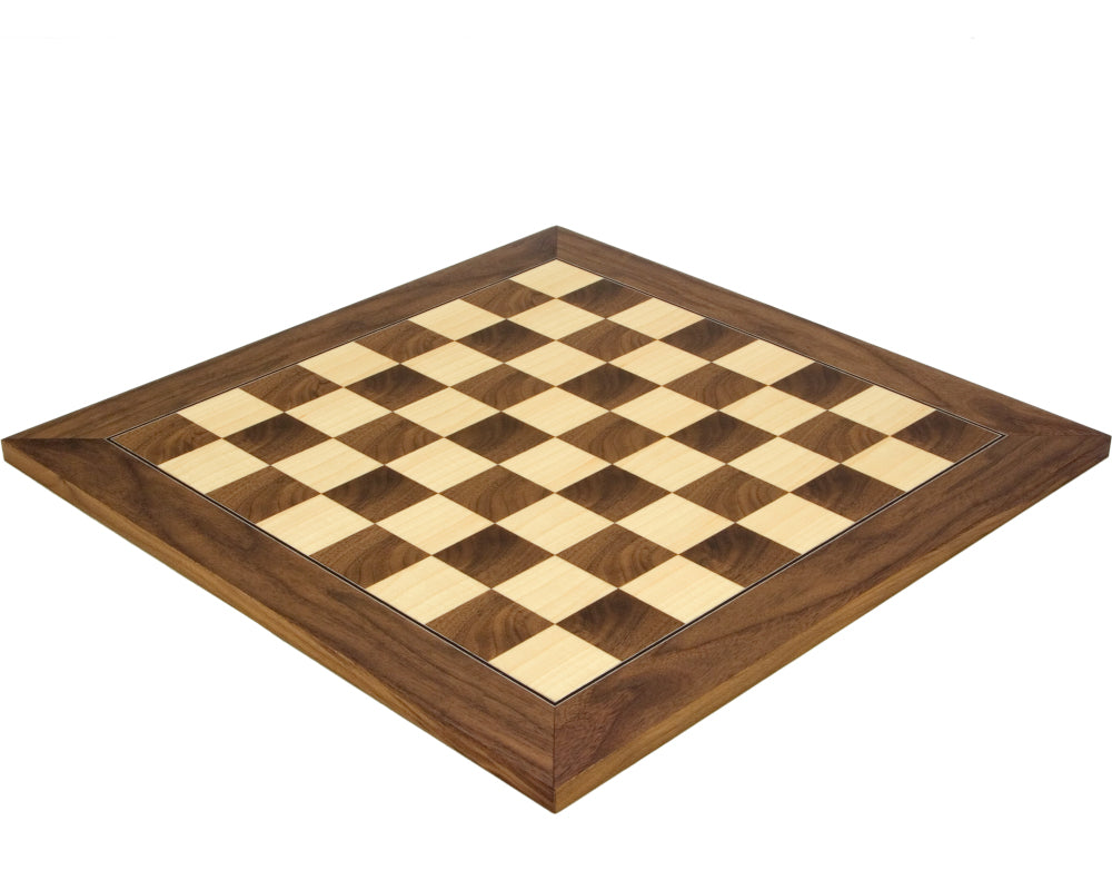 Walnut and Maple Deluxe 17.75 Inch Chess Board