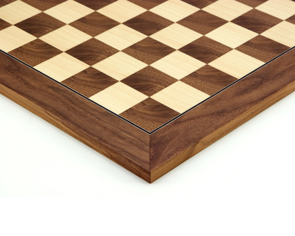 Walnut and Maple Deluxe 17.75 Inch Chess Board