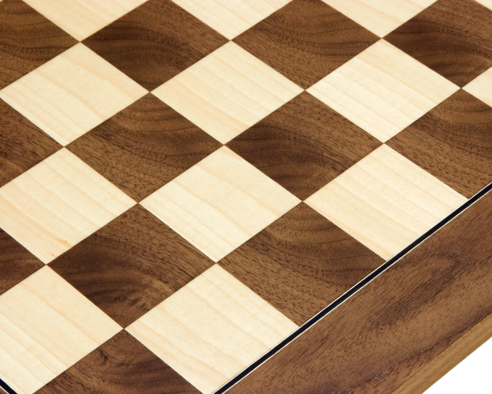 Walnut and Maple Deluxe 17.75 Inch Chess Board