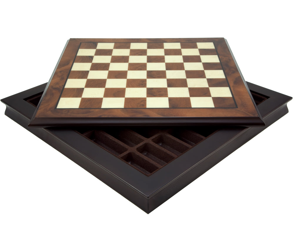 Walnut and Maple 17 Inch Chess Cabinet with Removable Lid