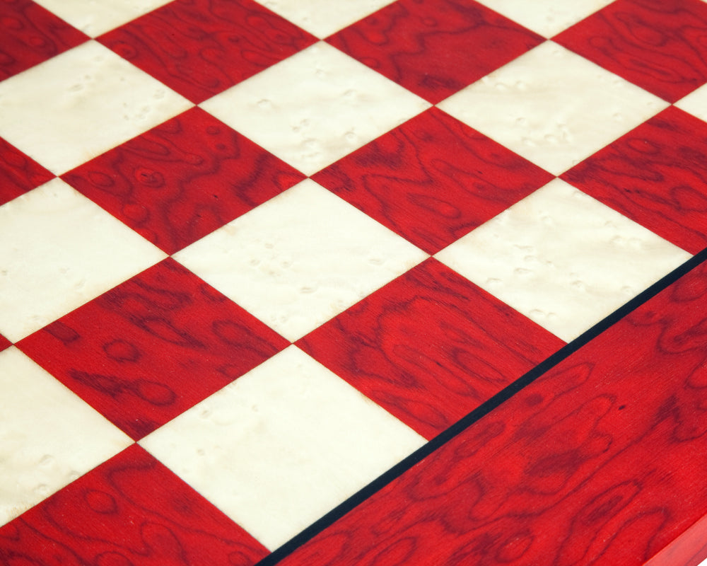 Red Lacquered Erable 20 Inch Luxury Chess Board