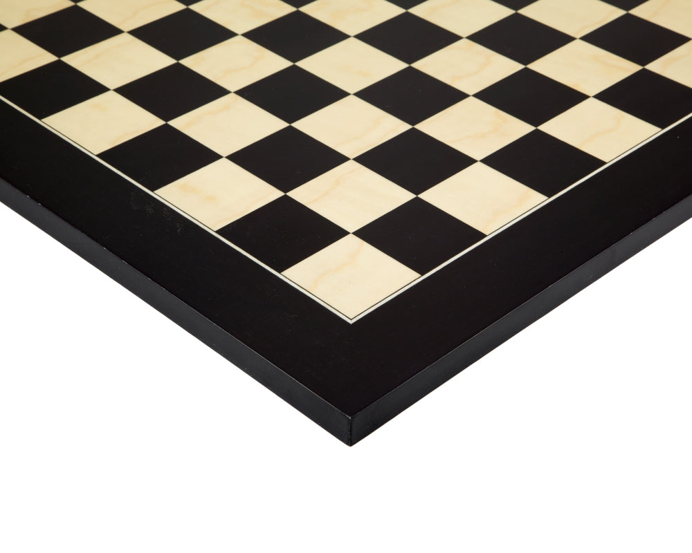 Lacquered 17.75 Inch  Black Anegre Deluxe Chess Board