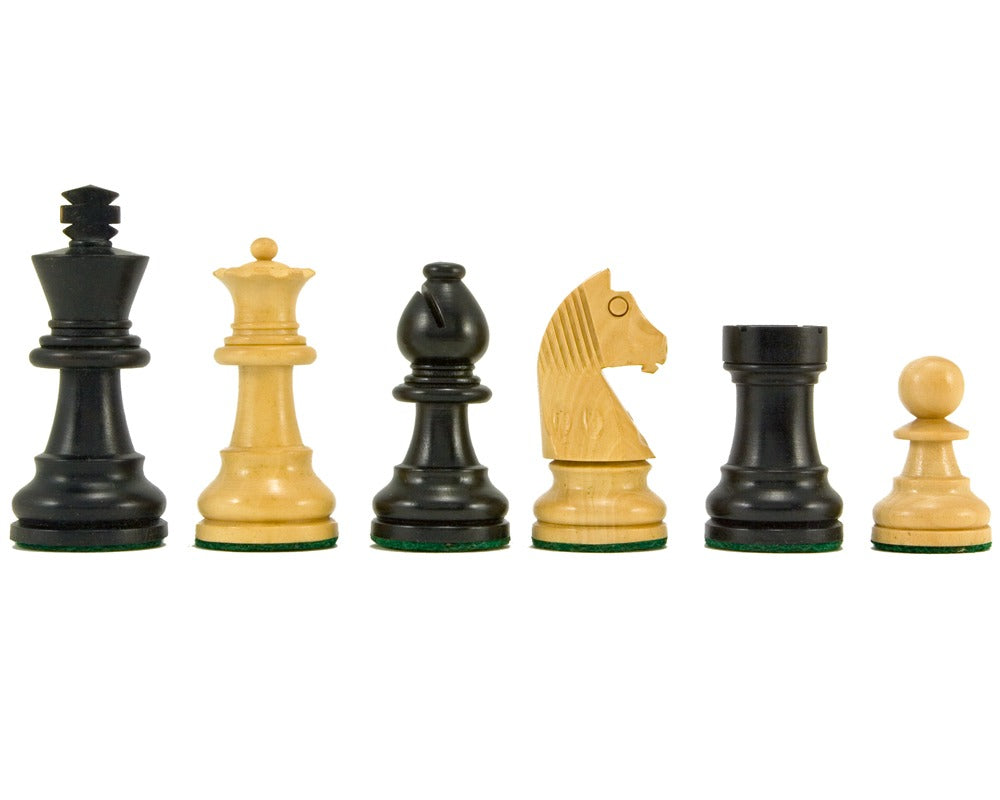 Down Head Knight Ebonised Staunton Chess Pieces 2.5 Inches