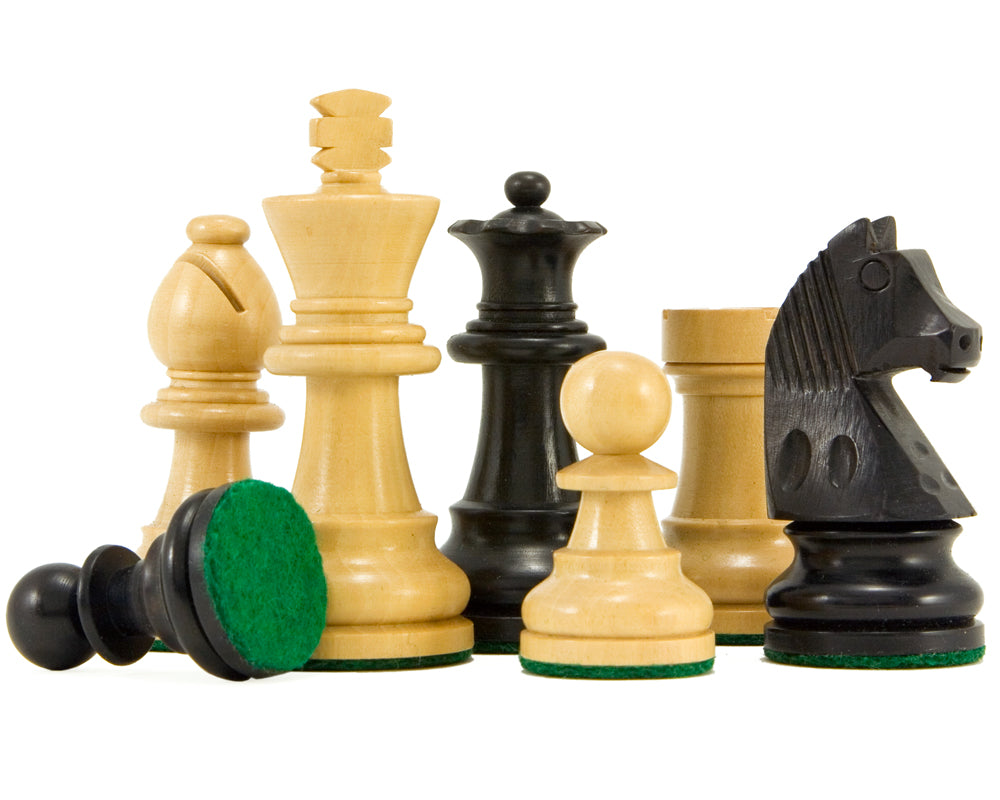 Down Head Knight Ebonised Staunton Chess Pieces 2.5 Inches