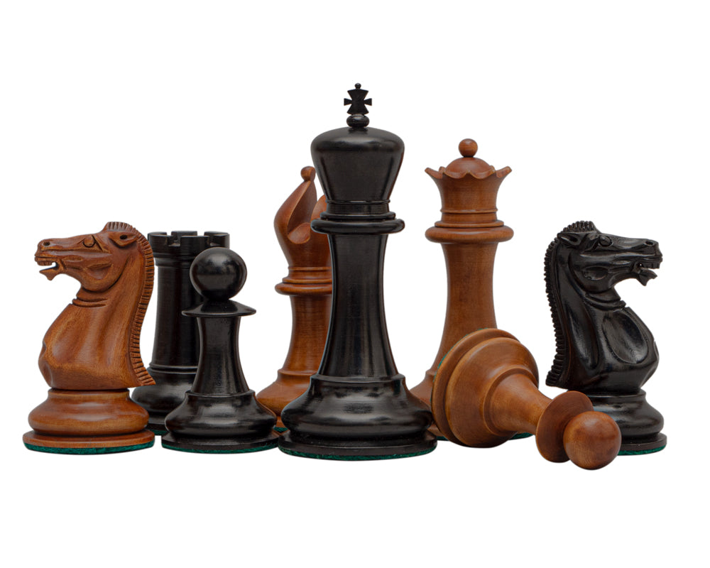 1849 Antiqued Jaques Staunton Series 4.4" Ebony Chess Pieces