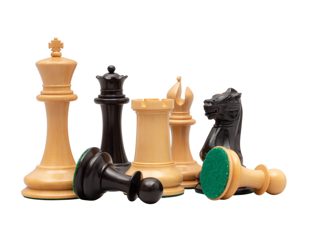 J J Cooke Reproduction Chess Men in Ebony 4.4 inch