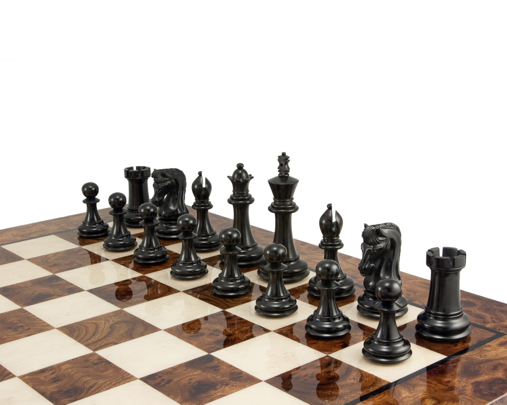 Canterbury Luxury Ebony Chess Set & Briar wood Chess Board