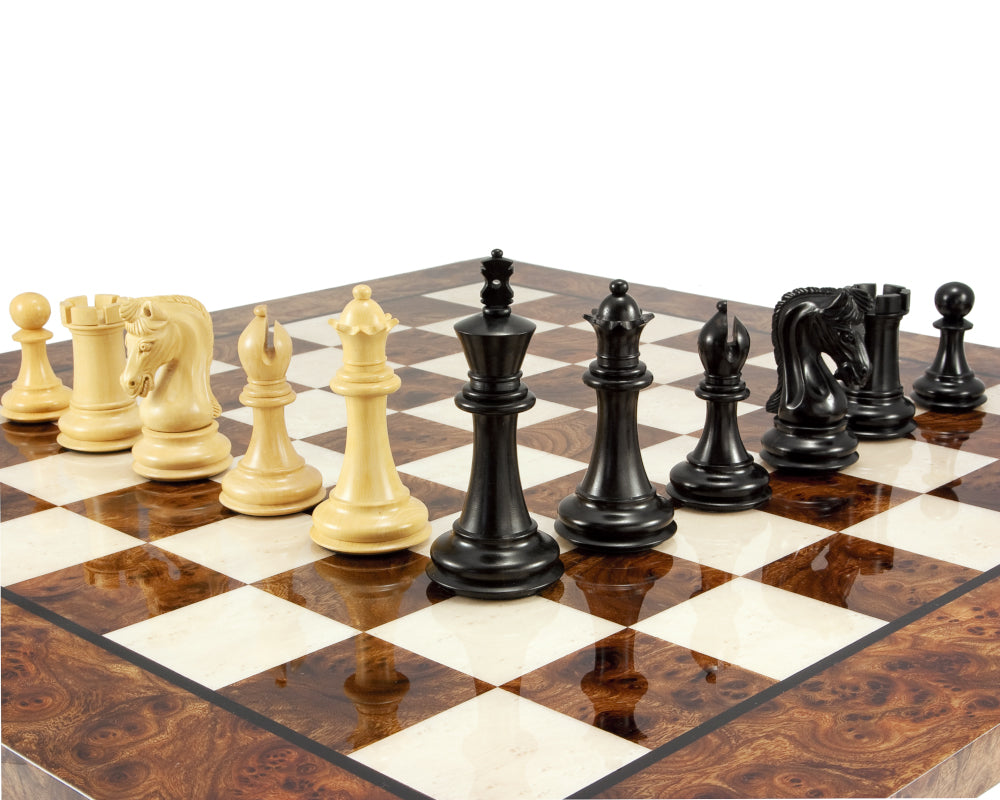 Canterbury Luxury Ebony Chess Set & Briar wood Chess Board