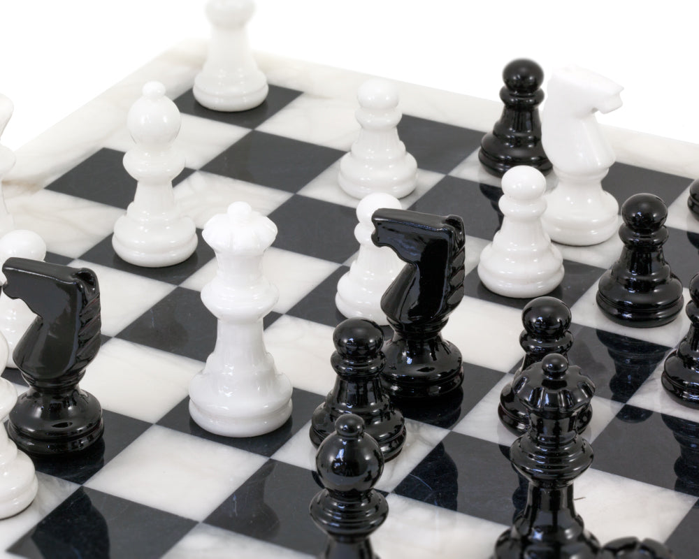 Black and White Alabaster Chess Set