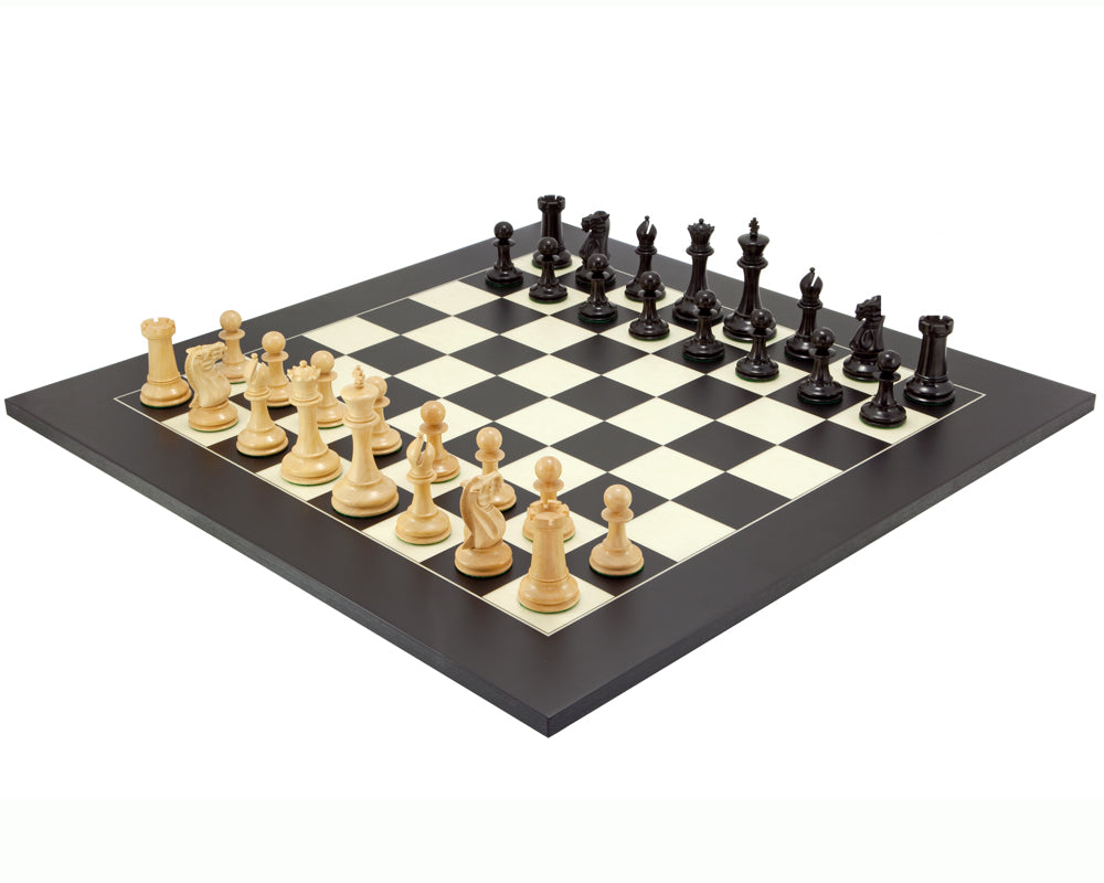 Old English Elite Ebony and Black Luxury Chess Set