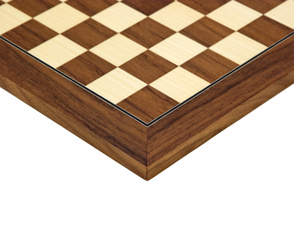 Walnut and Maple Deluxe Chess Board 13.75 Inch