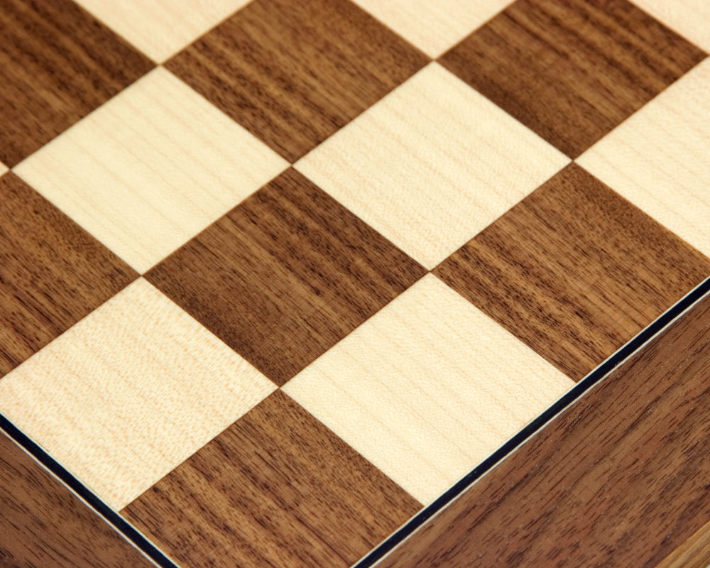 Walnut and Maple Deluxe 15.75 Inch Chess Board