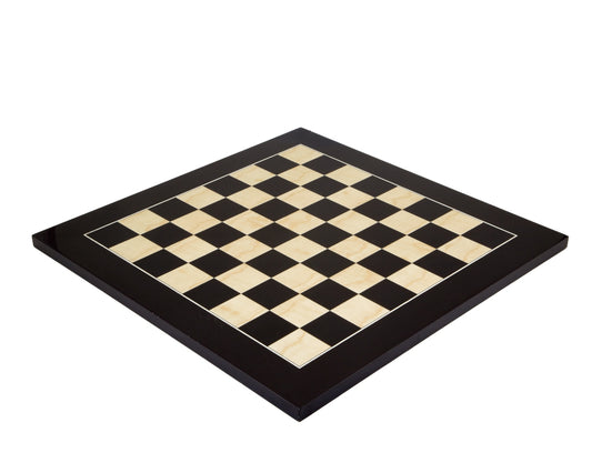 Lacquered 17.75 Inch  Black Anegre Deluxe Chess Board