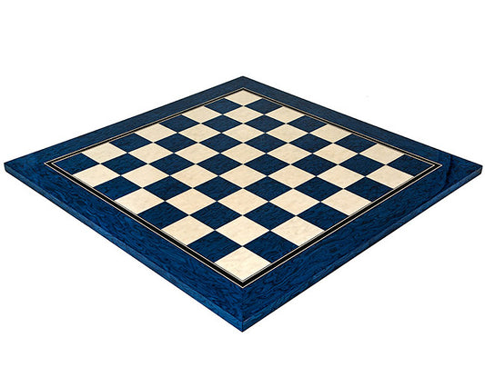 Blue Lacquered Erable and Maple 19.7 Inch Deluxe Chess Board