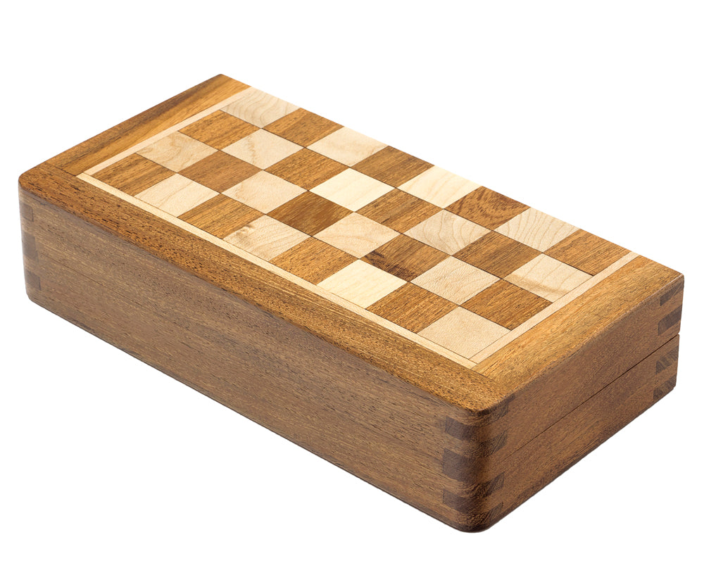 Magnetic Deluxe Hardwood Folding Travel 7.5 inch Chess Set