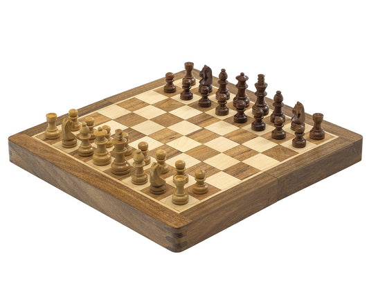 Classic Hardwood 10" Magnetic Travel Chess Set