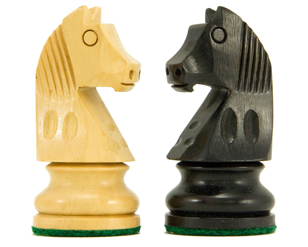 Down Head Knight Ebonised Staunton Chess Pieces 2.5 Inches