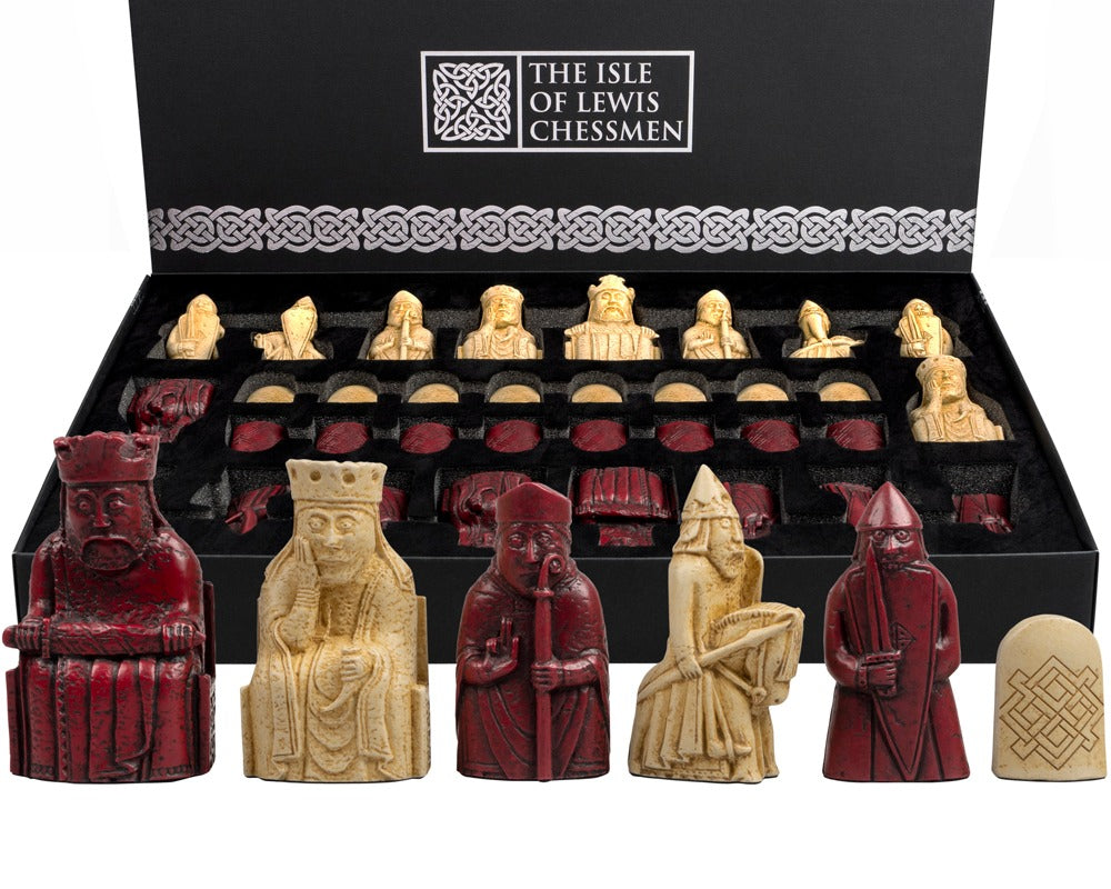 Isle of Lewis 3.25" Red Chessmen in Presentation Box