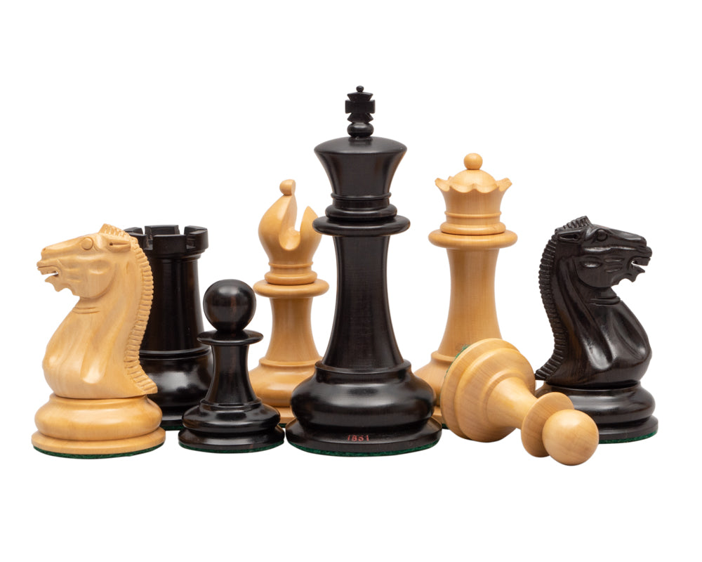 1851 Reproduction Staunton Ebony Chessmen 4.4 inch