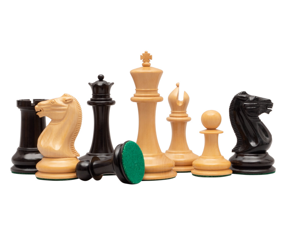 J J Cooke Reproduction Chess Men in Ebony 4.4 inch