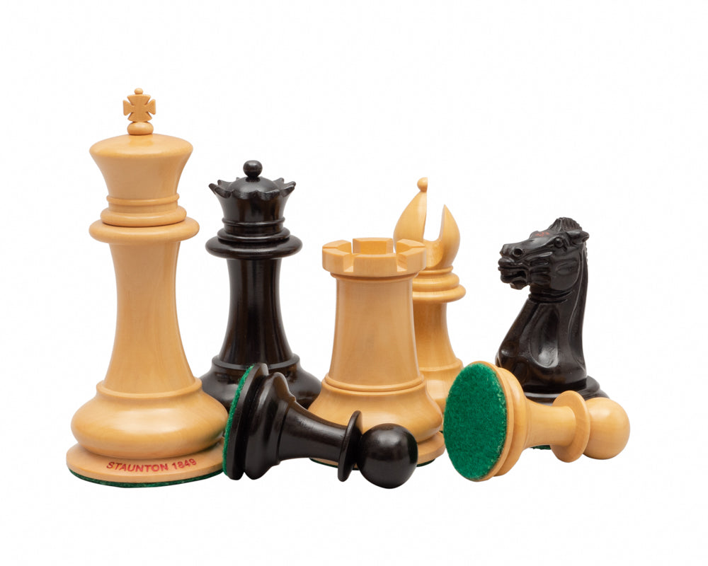 Original Staunton 1849 Ebony Chess Men 4.4 inch