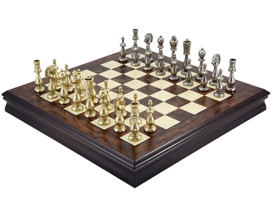 Maghreb Brass and Walnut Traditional Chess Set