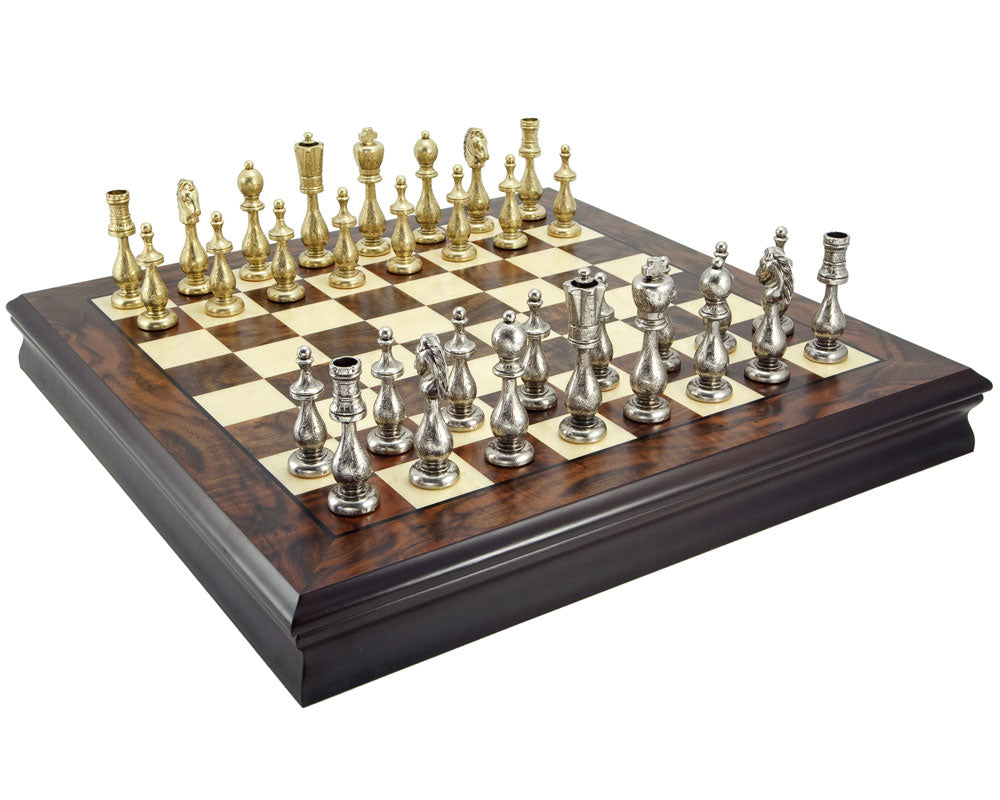 Maghreb Brass and Walnut Traditional Chess Set