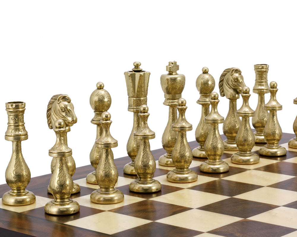 Maghreb Brass and Walnut Traditional Chess Set