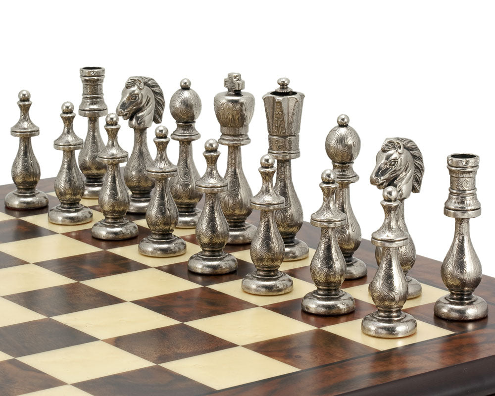 Maghreb Brass and Walnut Traditional Chess Set