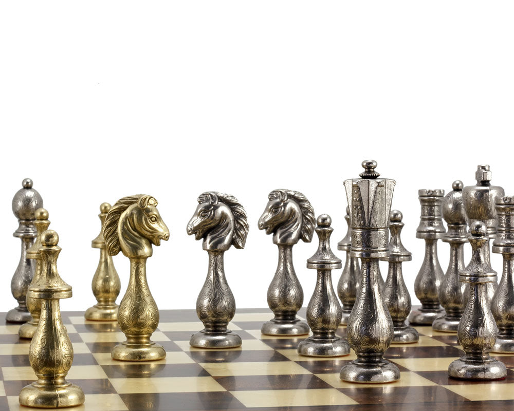 Maghreb Brass and Walnut Traditional Chess Set