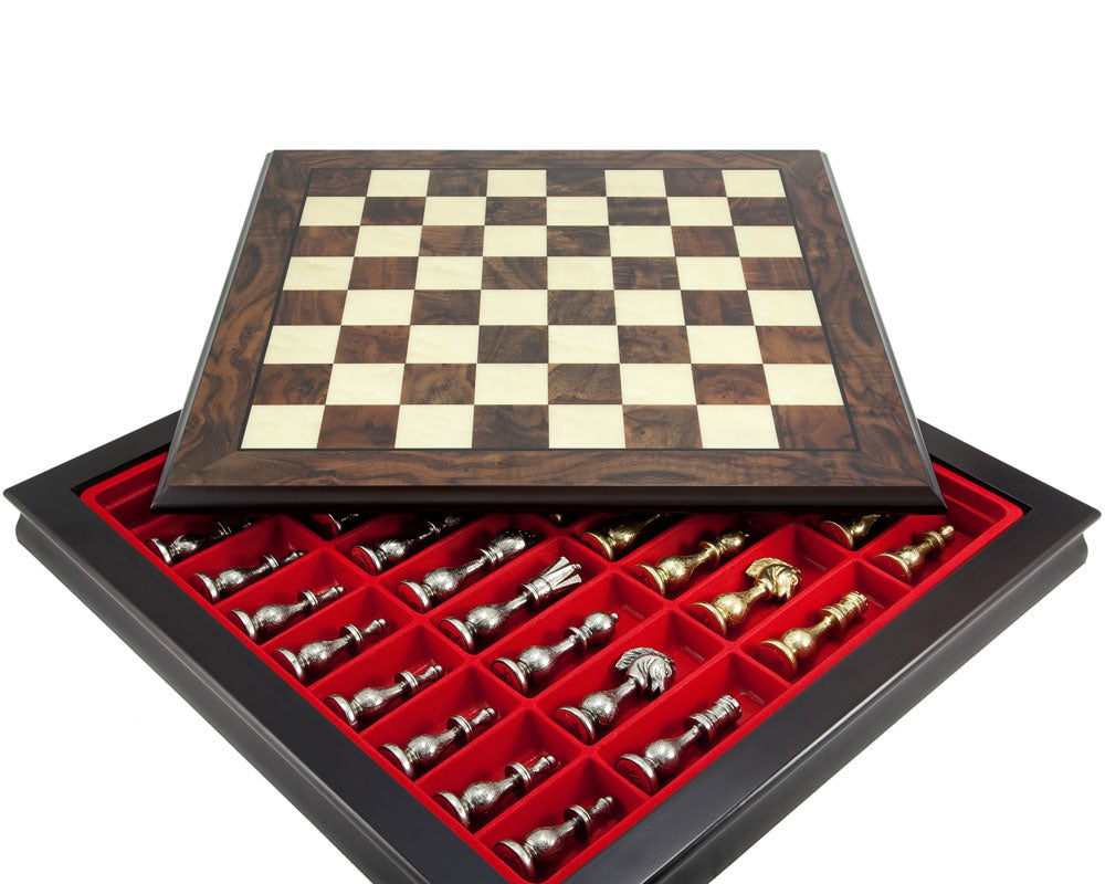 Maghreb Brass and Walnut Traditional Chess Set
