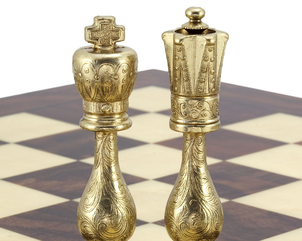 Maghreb Brass and Walnut Traditional Chess Set